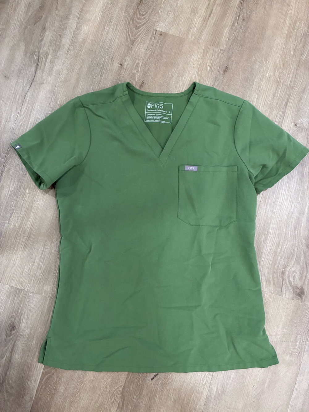 Figs Rare Green V-Neck Scrub Top with Chest Pocket